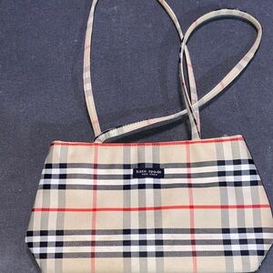 Kate Spade Beige and Red Plaid Shoulder Bag
